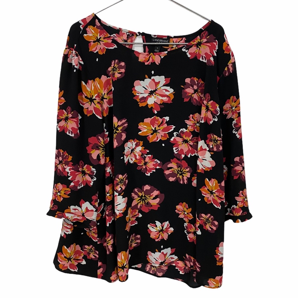 Lane Bryant Floral print 3/4 sleeve keyhole top